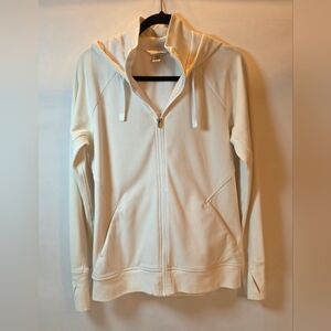 Athleta White Full Zip Hoodie Size L Soft Fleece Athleisure Jacket